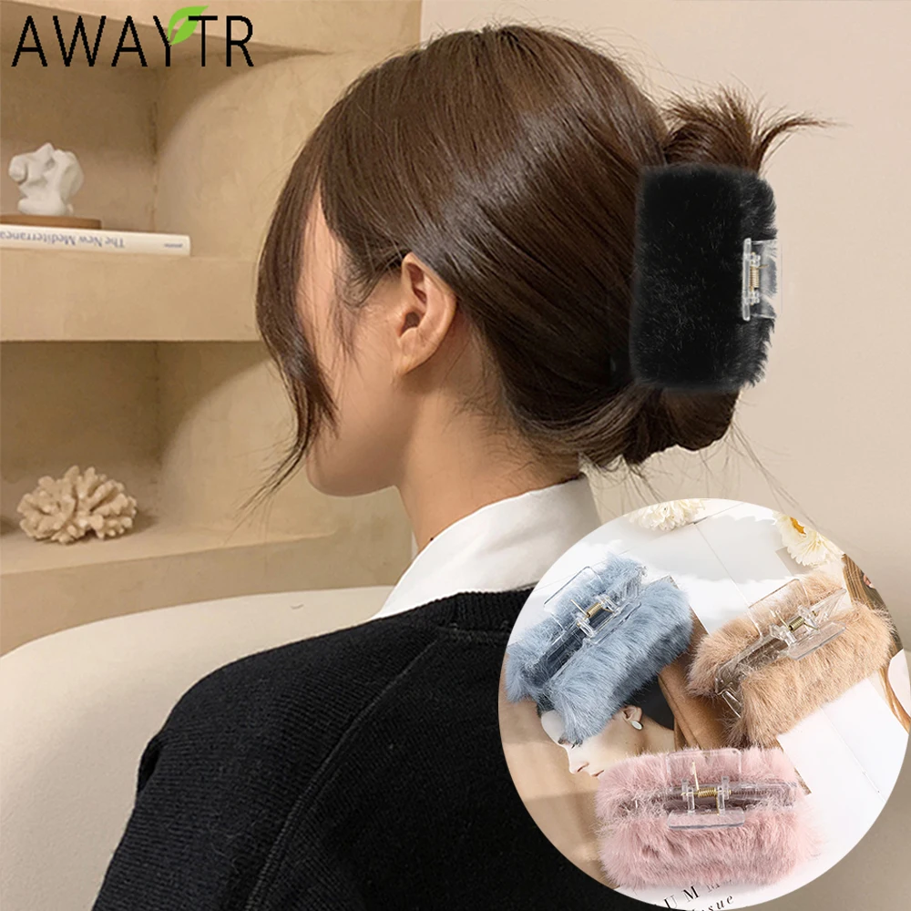 

Korean Plush Hair Clip Faux Fur Hair Claws Combs Clamps Autumn Winter Hairpins Barrette Fashion Women Hairgrips Hair Accessories