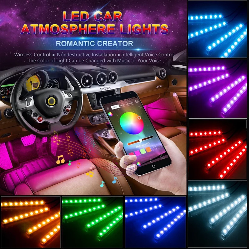 Новая 7 цветная атмосферная лампа RGB светодиодная неоновая полоса света