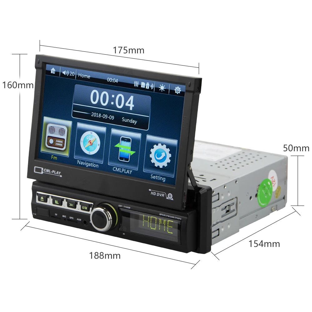 Автомагнитола Hikity 1 din 7 '' с автоматическим выдвижным экраном радио GPS