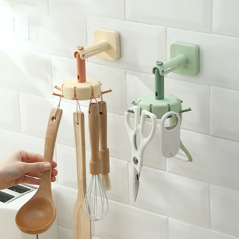 

Folding Hook, Multi-function Rotatable Hook 360 Degree Rotation, No Trace Sticking Hook, Punch-free Kitchen Spoon Sticking Hook