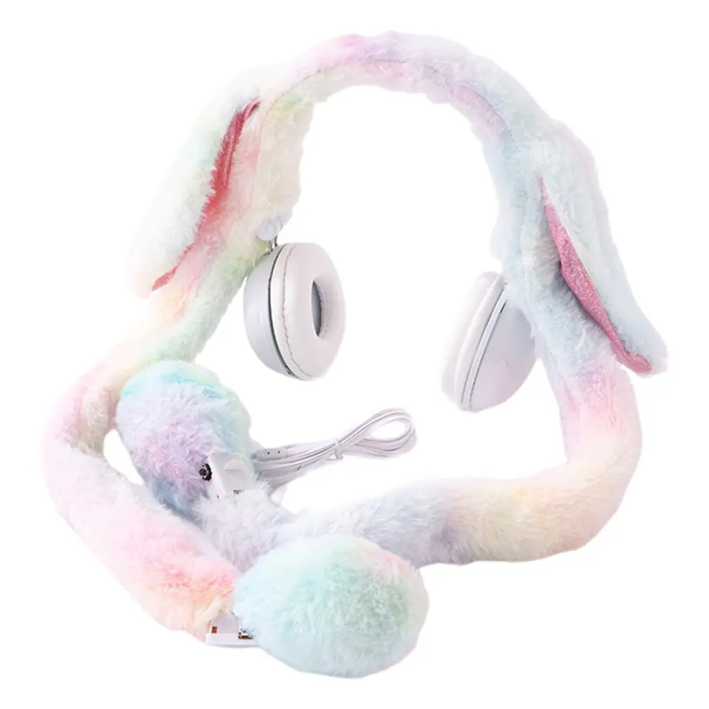 Игровая гарнитура с кроличьими ушами стерео бас шум 3 5 мм проводные наушники