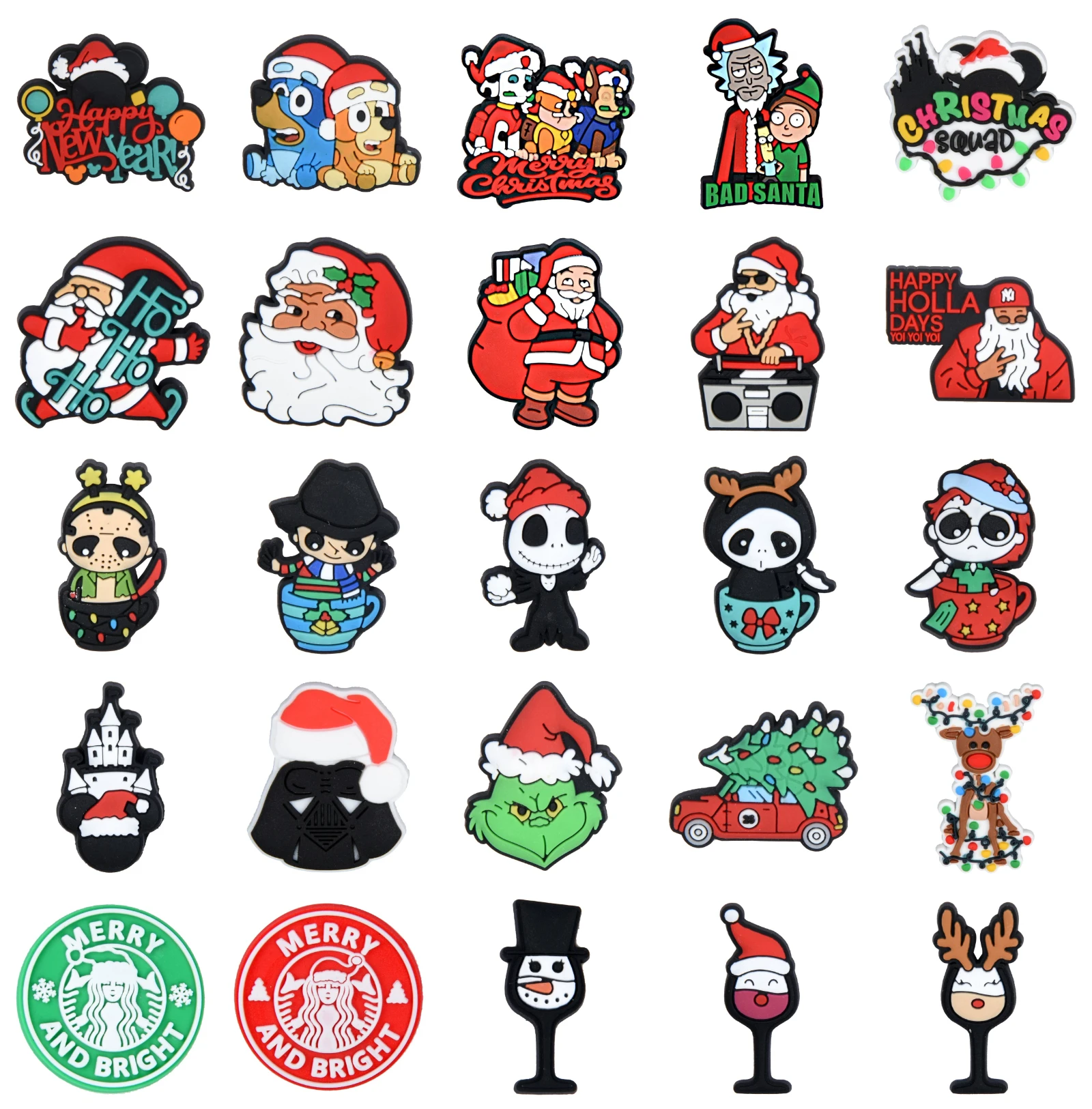 

New Arrival Merry Christmas PVC JIBZ Croc Charms Decoration DIY Cartoon Snowman Santa Claus Garden Shoe Buckles Kids Xmas Gifts