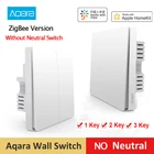 Умный настенный выключатель Xiaomi Aqara, беспроводной переключатель ZigBee без нейтрального переключателя, дистанционное управление с помощью Mi Home Homekit