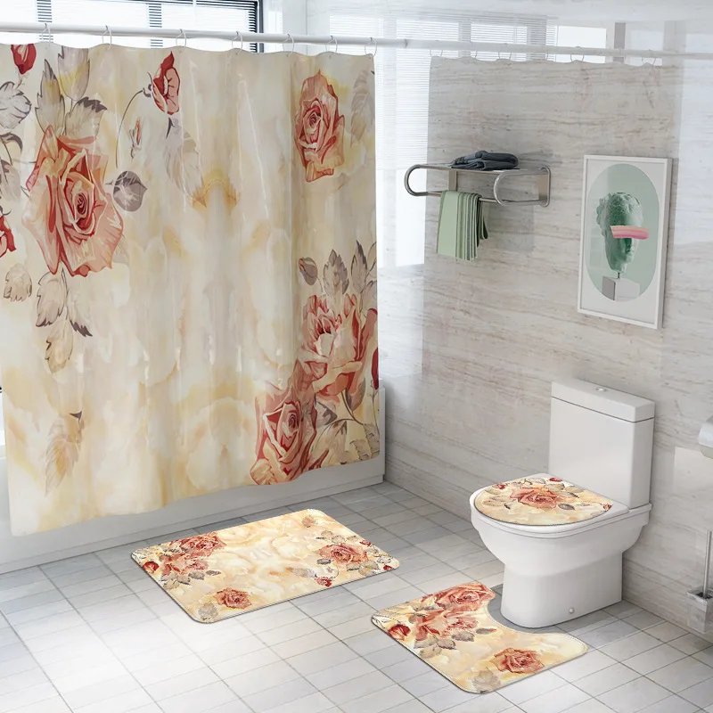 Beste Badkamer Tapijt Tapijt Badmat En Douchegordijn Set Badkamer Wc Tapijt Badmatten Home Decor Douche Vloer Voet Tapijt Badkamer Matten