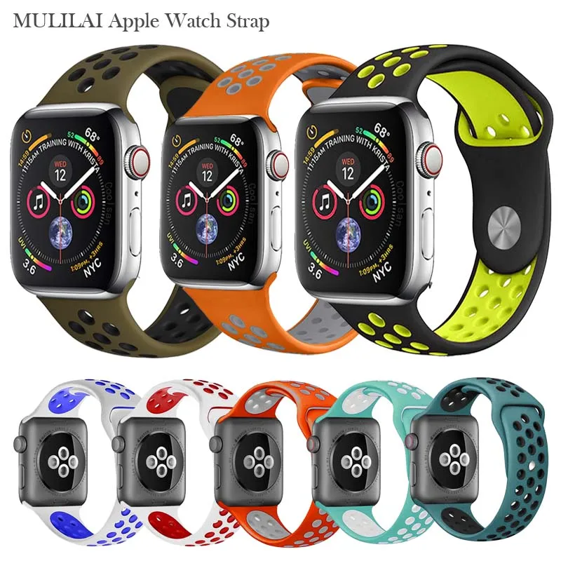Силиконовый ремешок для apple watch 42 мм, 38 мм, версия, сменный ремешок для наручных часов iwatch, версия 4/3/2 apple watch band 44 мм 40 мм Браслет спортивный ремешок для часов