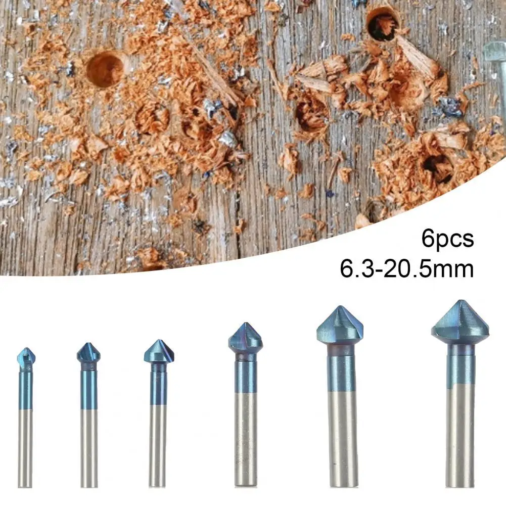 

6Pcs 6.3mm-20.5mm Chamfer Milling Cutters Integral Three Cutting Edges 90-degree Cutting Angle Assorted Chamfering Milling Cutte