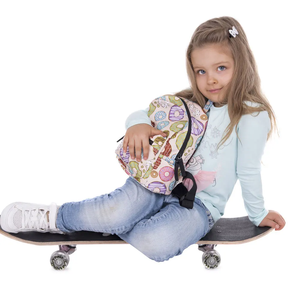 Cartoon Print School Bag For Girl Cute Donuts Kawaii Backpack Mini Casual Waterproof Travel Small Backpack Women