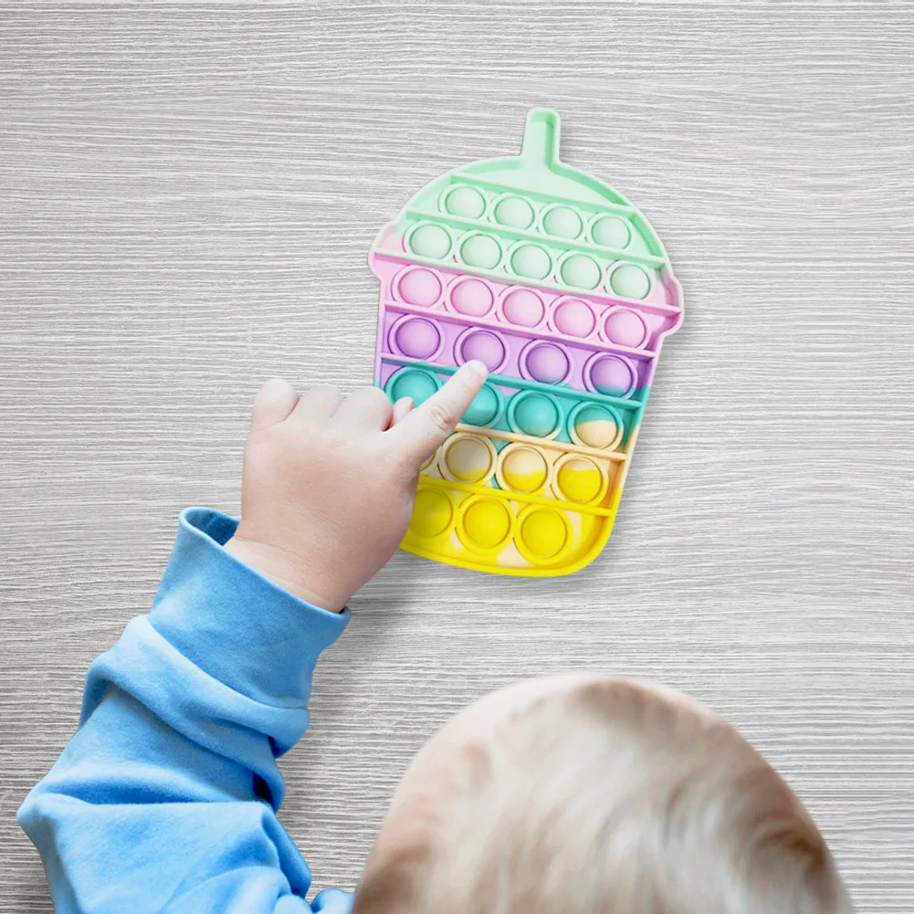 

Silicone Drink Cup Shape Rainbow Push Bubble Sensory Toy Anti-stress Push Bubble Fidget Autism Toys Stress Relief for Adults Kid