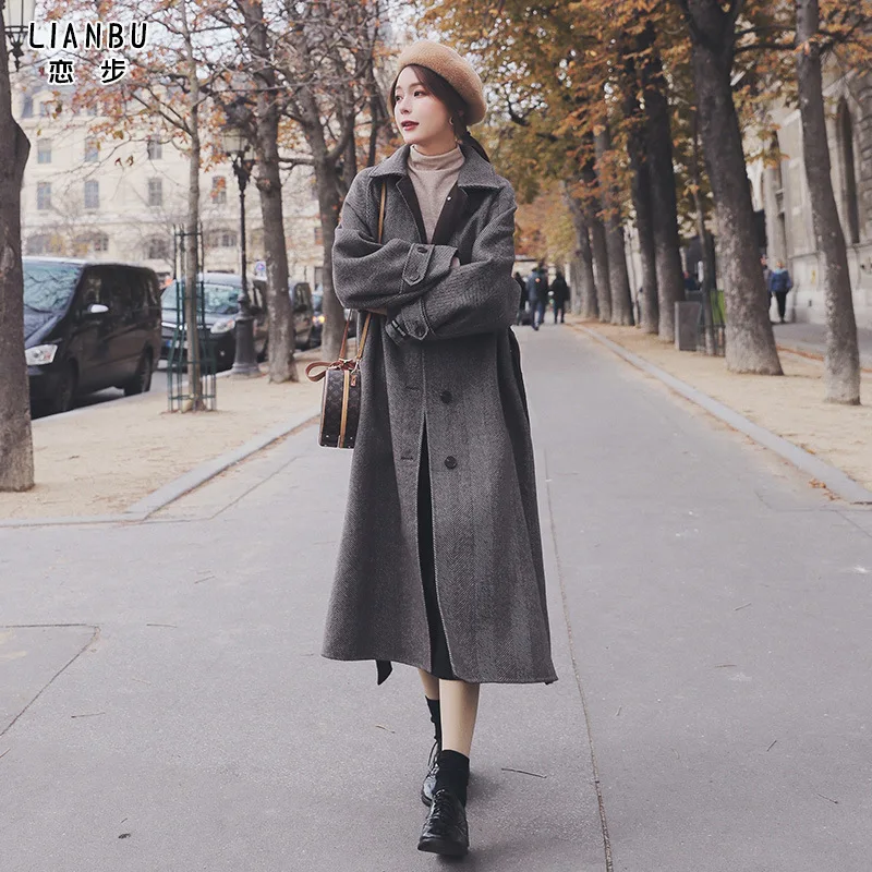 

Woolen coat mid-length over the knee autumn and winter 2020 new thick thermal insulation quality elegant women's woolen coat