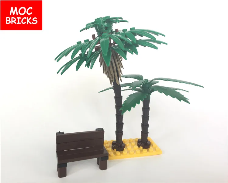 Кубики MOC DIY пальмовое дерево пляж пустыня тропический лес джунгли для сада