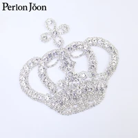 1pcs diy crown molding rhinestone applique glitter crystal patch sewing for wedding dress bag decoration accessories yhx082