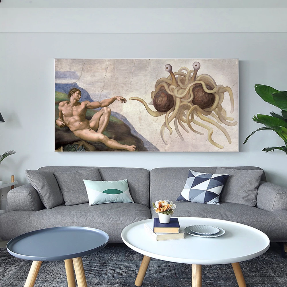 

Canvas The Classical Characters Print Painting Adam Was Created By The Hand Of God Art on Canvas Wall Pictures for Living Room