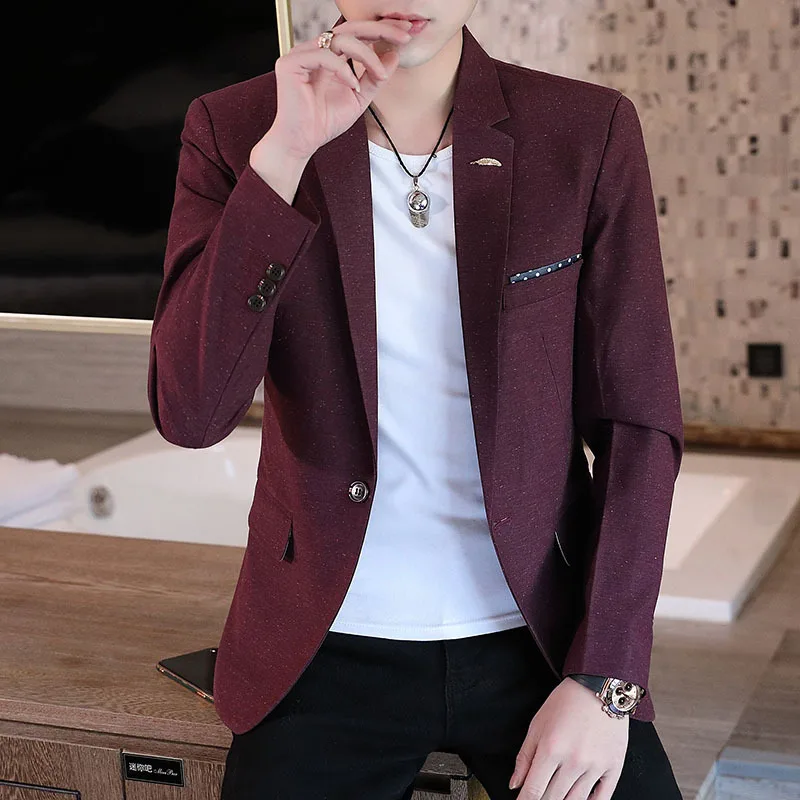 

Мужской приталенный Блейзер на одной пуговице с принтом в горошек, Молодежный осенний Новый красивый Блейзер, 2021