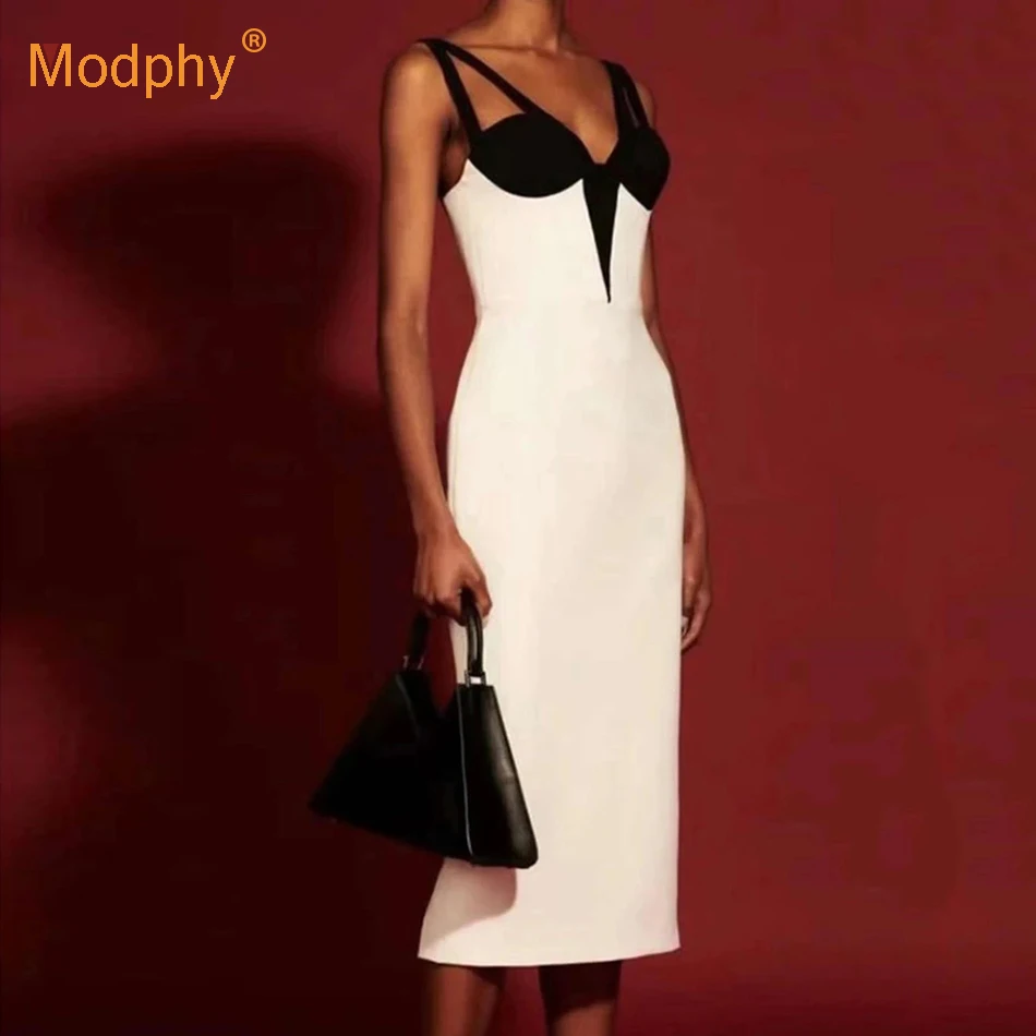

Free Shipping 2022 Summer New Rayon Bandage Midi Dress Sexy V-Neck Piece Bodycon Spaghetti Strap Dresses Club Party Vestidos