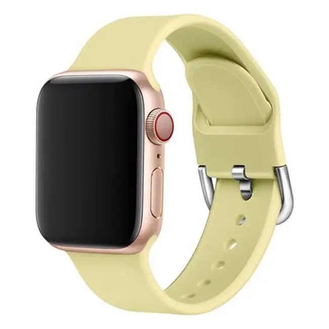 yellow Силиконовый ремешок для наручных часов apple watch группа 44 мм 40 мм apple watch 5 4 ремешок 42 мм, 38 мм, версия наручных часов iwatch серии 5/4/3/2, correa, браслет - Цвет ремешка: yellow