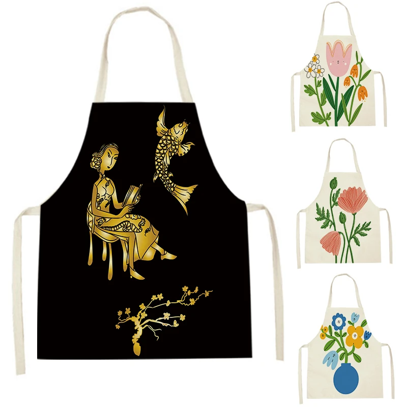 

WQL2863 Kitchen Aprons for Women Linen Bibs Household Cleaning Apron Home Waterproof Chefs Cooking Baking Apron for Child