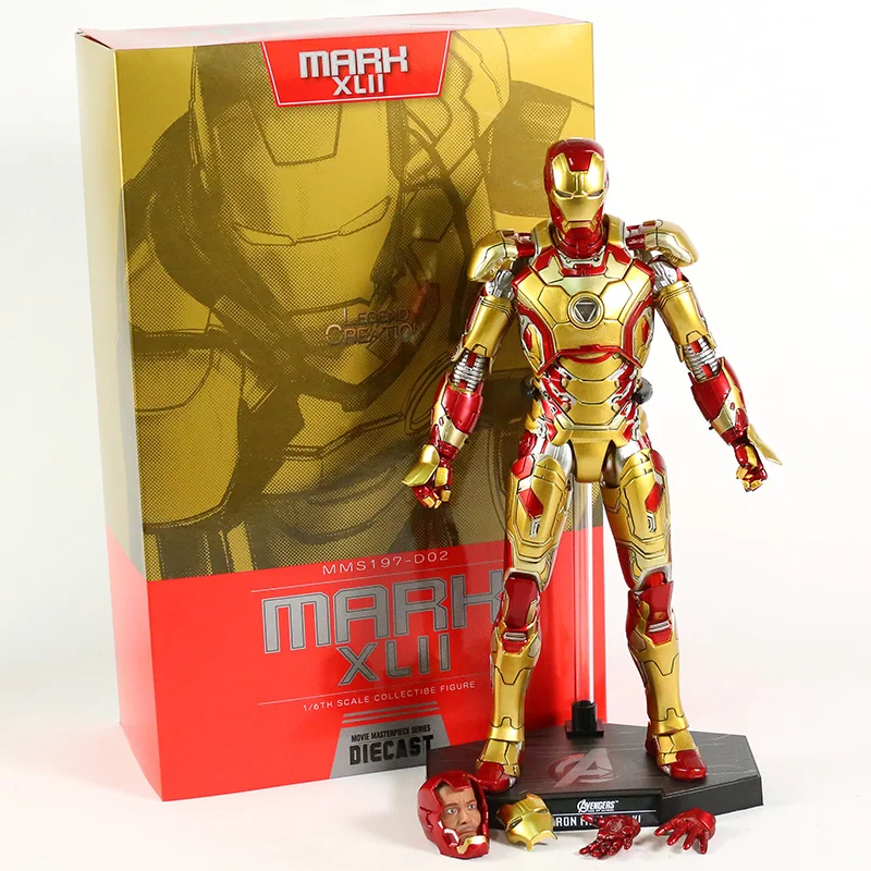 

Hot Toys Avengers Iron Man Mark MK 43 42 Action Figure Collectible Model Toy with LED Light