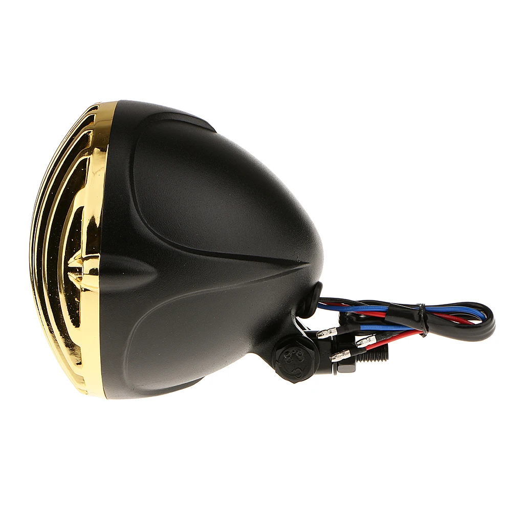 1 Pcs Motorcycle Front Headlight with Grill Cover Housing For Bobber 12V 55W H4 Bulb Running Lights& Low Beam 5 Colors