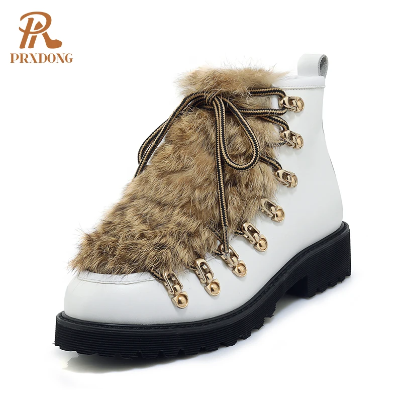 

Женские ботильоны из 100% натуральной кожи, новинка 2021, зимние теплые ботинки для снежной погоды, Классическая Повседневная обувь на шнуровке...