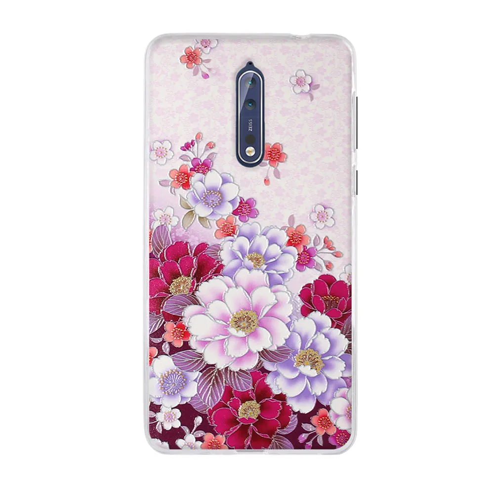 Чехол для Nokia 8 Ультратонкий Мягкий силиконовый чехол из ТПУ 5 3 дюйма с цветочным