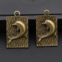 2pcslot 40 24mm antique bronze plated zinc alloy dolphin charms pendants fit retro necklace jewelry findings diy accessories