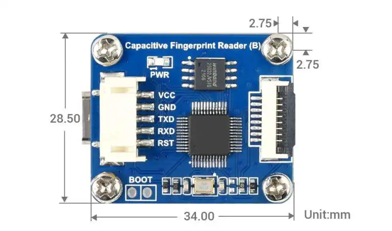 WaveShare Capacitive Fingerprint Reader Module UART/USB Dual Ports Commercial Fingerprinting Algorithm Semiconductor Sensor enlarge