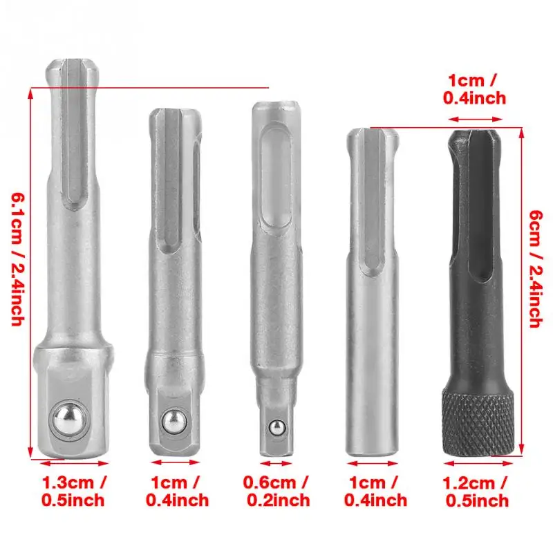 

3PC SDS Plus Steel Socket Adapter + 2PC SDS Socket Hexagonal Extension Electric Tool Accessories