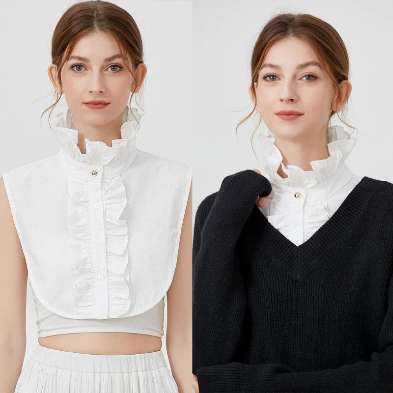 Женская винтажная блузка с ложным воротником элегантная белая офисная и