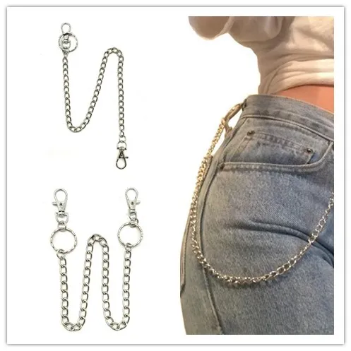 

Металлическая цепочка на пояс в стиле хип-хоп для женщин, украшение в стиле панк с кольцом-брелоком для брюк, джинсов, хипстерская бижутерия