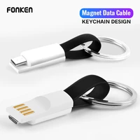 fonken usb c cable short magnetic keychain micro usb cable 2 in 1 protable charging data cord usbc for iphone samsung xiaomi