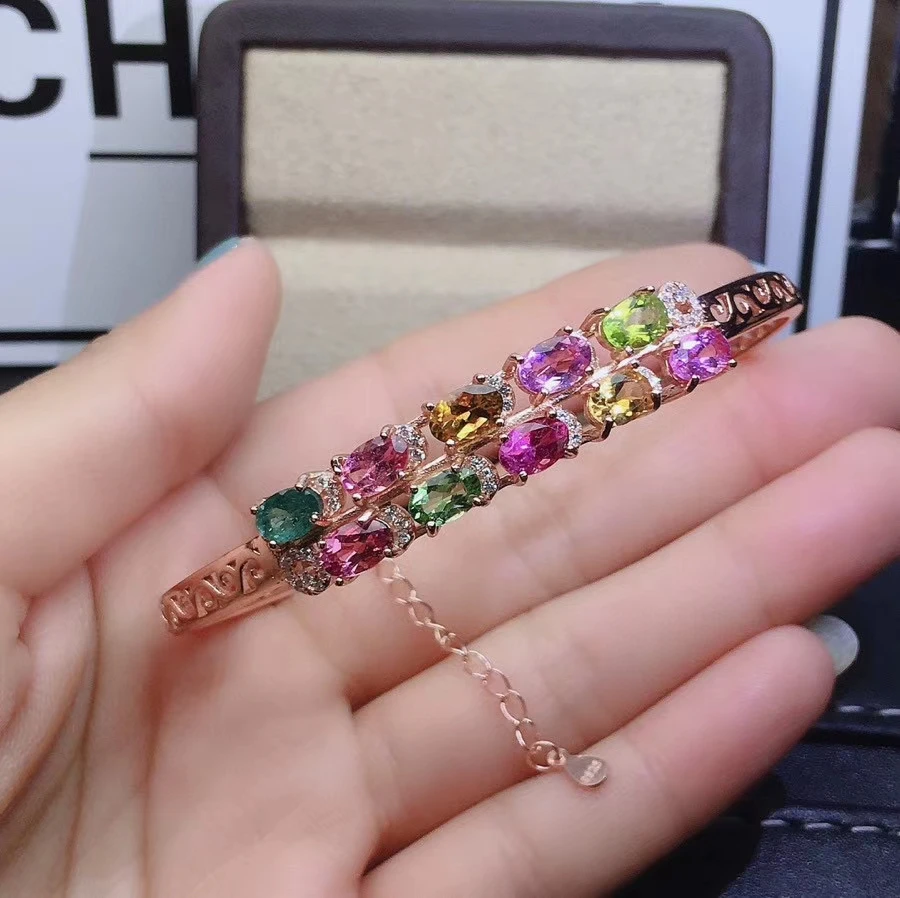

KJJEAXCMY fine jewelry 925 sterling silver inlaid natural tourmaline bracelet female popular hand bracelet support testing