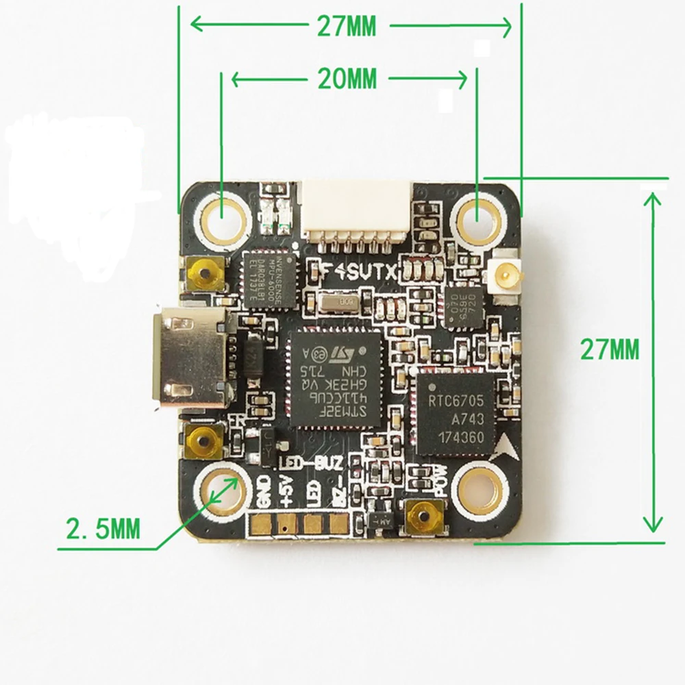 F4_SVTX STM32F411C Контроллер полета интегрированный 5,8g 48CH 25 МВт/100 мВт/200 мВт переключаемый VTX OSD 20*20 мм для RC FPV Mini Dron
