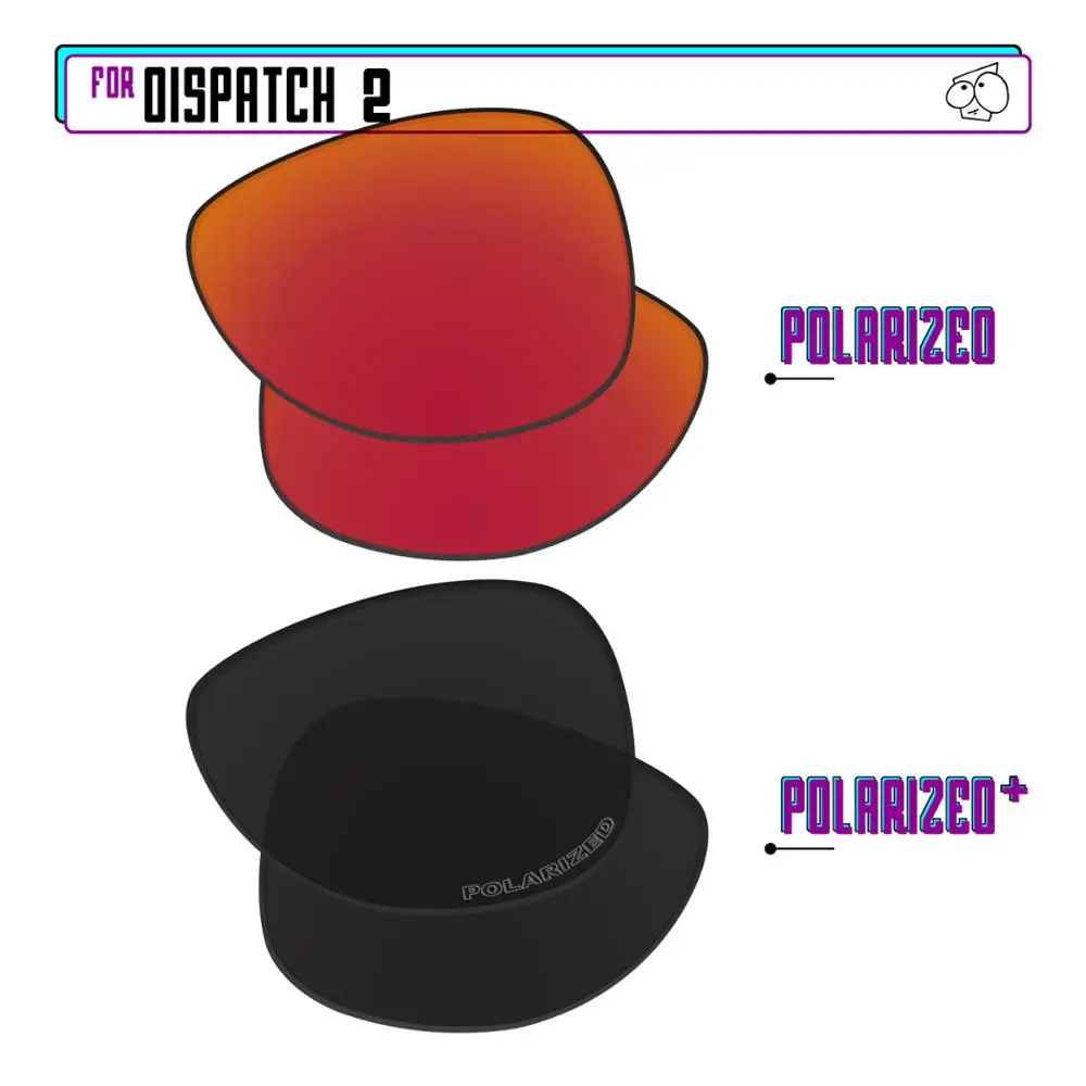 EZReplace Polarized Replacement Lenses for - Oakley Dispatch 2 Sunglasses - Black P Plus-Red P