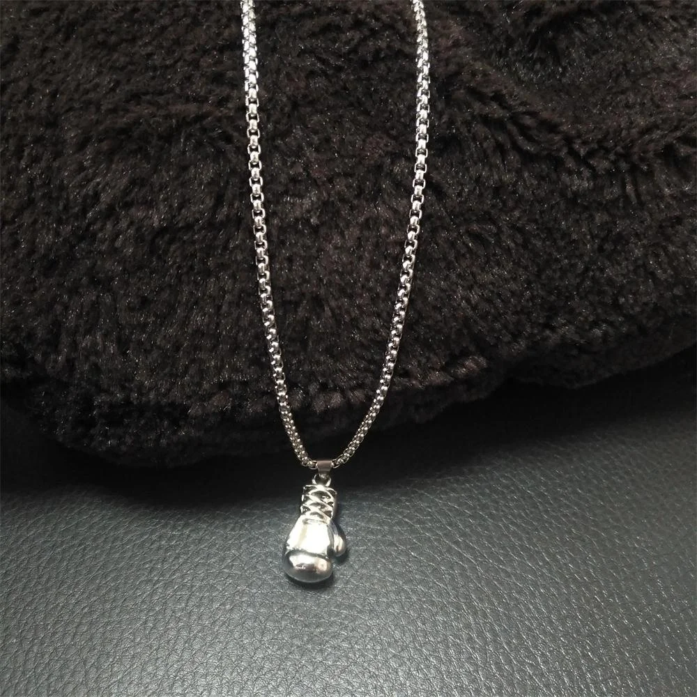 

Gift jewelry Women Gold GF Stainless steel boxing glove Pendant Free chain necklace