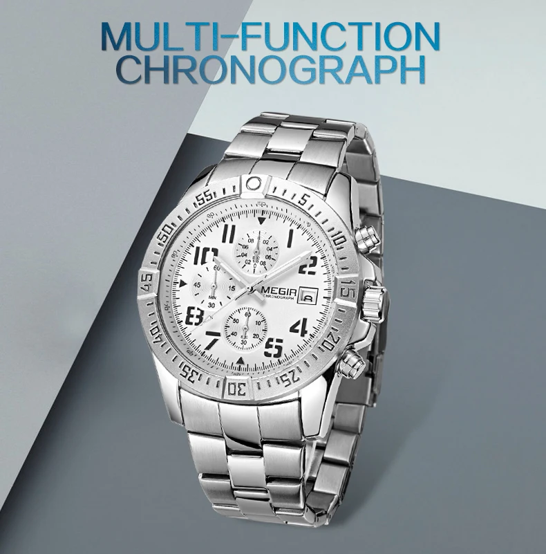 

MEGIR 2030 Men's Watches Luxury Casual Chronograph Quartz Stainless Steel Watch Men Sports Wristwatches Clock Relogio Masculino