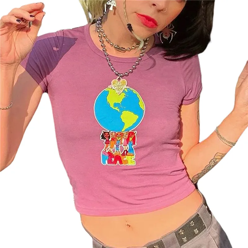 2021 женская футболка Y2k модная одежда для девушек милый графический принт