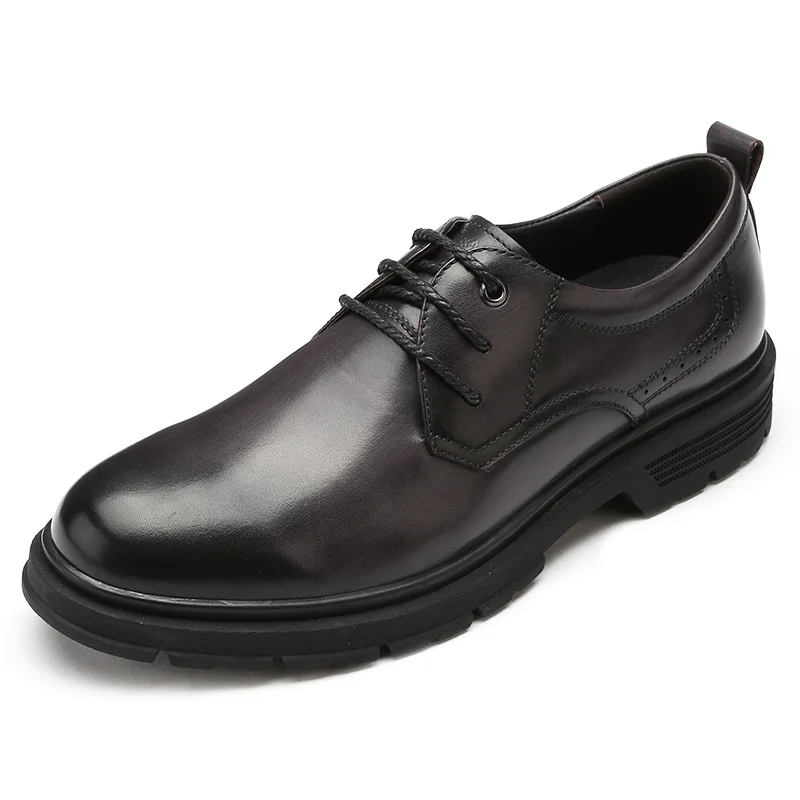 A932598030Black CAMEL/Осенняя мужская обувь из натуральной кожи; мужская деловая обувь среднего возраста; обувь для папы; Мужская мягкая нескользящая подошва обувь из воловьей кожи - Цвет: A932598030Black