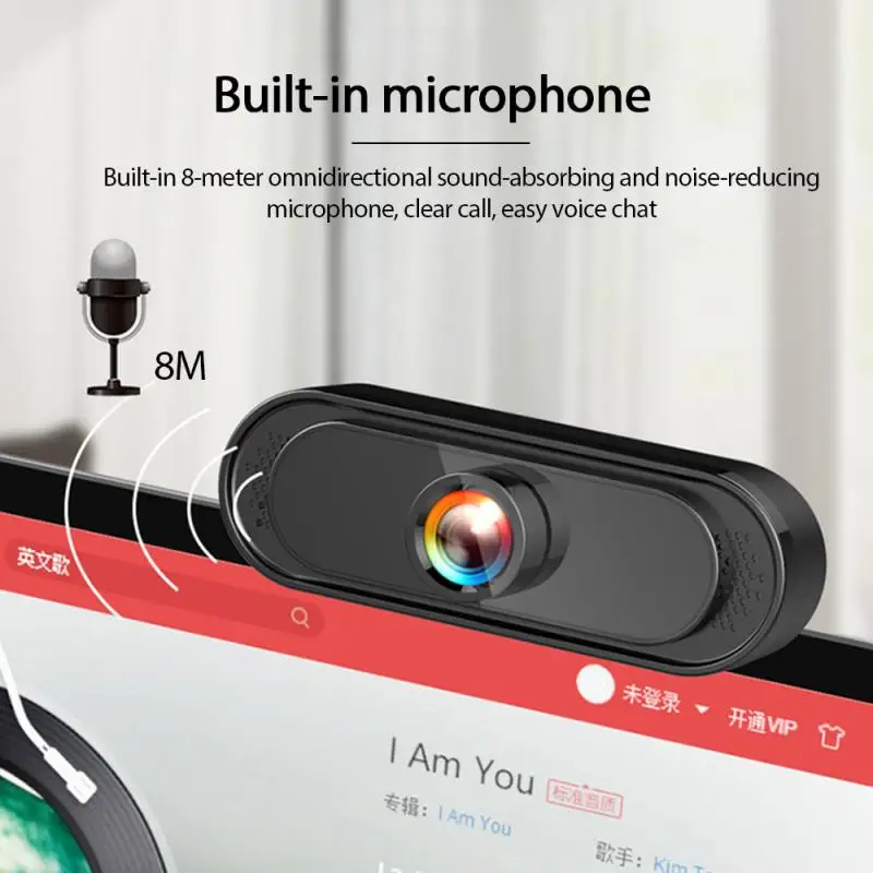 

1080P HD Webcam with Mic Rotatable PC Desktop Web Camera Cam Mini Computer WebCamera Cam Video Recording Work