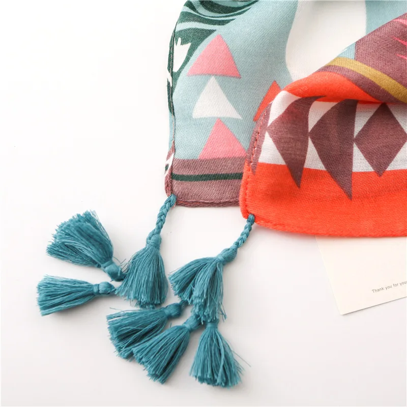Женская мода ацтекский геометрический шарф с кисточкой модель шаль из вискозы