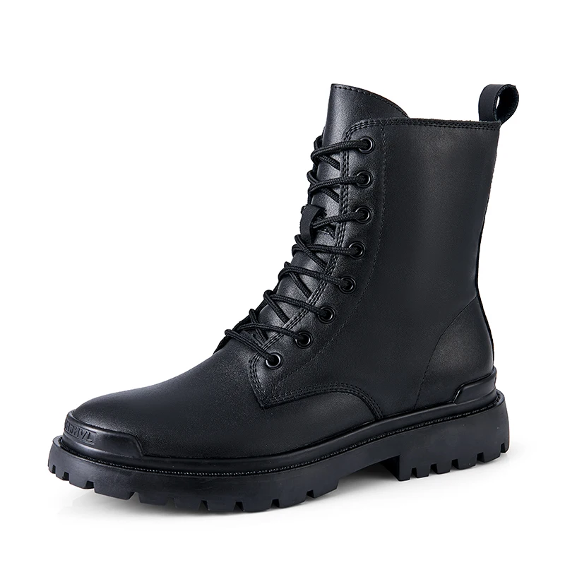 

B57 Men's Shoes Autumn Winter New Leather Double Leather Martin Boots Explode Cotton Shoes High Top Leather Boots Shoes for Men