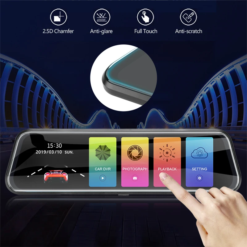 Автомобильный видеорегистратор Даш Камера 10 дюймов сенсорный экран Потоковое