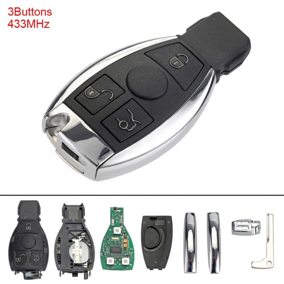 

1PC 433MHz 3 Buttons Keyless Uncut Flips Auto Car Remote Key Fob With Battery for Mercedes Benz year 2000+ NEC&BGA Control