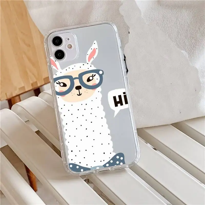 

Cute lamas Alpaca animals Phone Case Transparent for iPhone 11 12 mini pro XS MAX 8 7 6 6S Plus X 5S SE 2020 XR