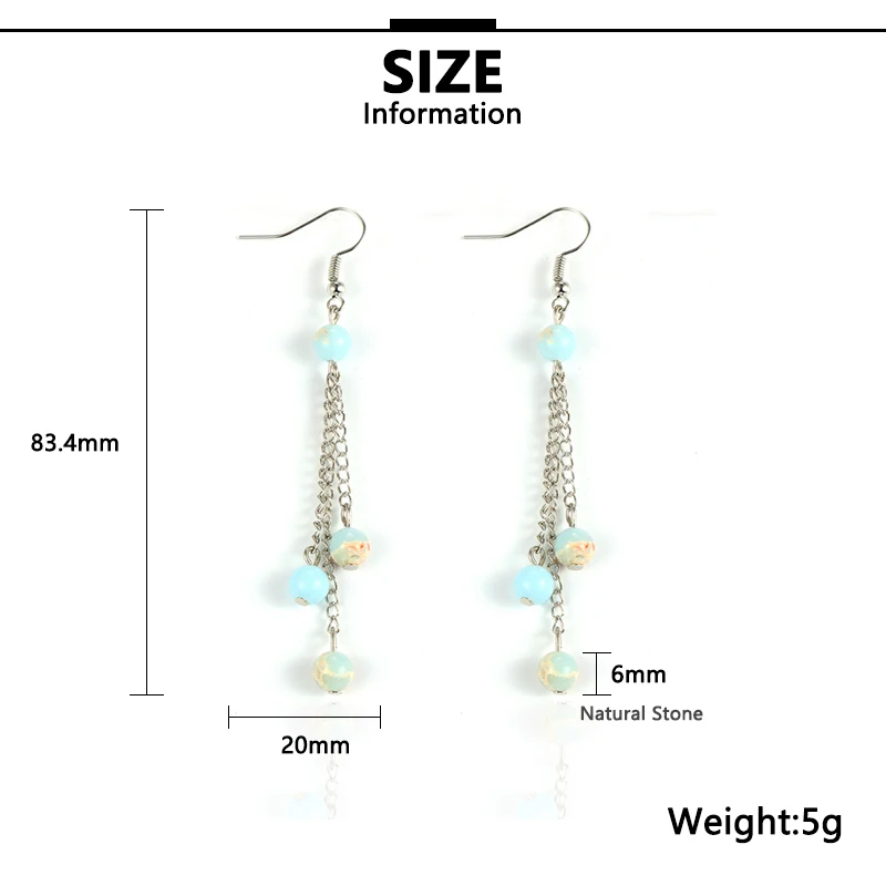

Trend Natural Stone Beads Long Tassel Earrings Female Pink Crystal Wedding Pendant Earrings Fashion Women Jewelry Earrings
