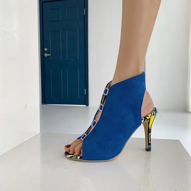 

2021 Summer New Sexy Thin High Heels Fish Mouth Sandals Women's Roman Shoes High Top Hollow Out Sandals Tide