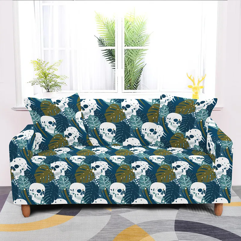 

Skull Elastic Sofa Covers for Living Room L-style Sectional Couch Cover Protector 1/2/3/4 Slipcover