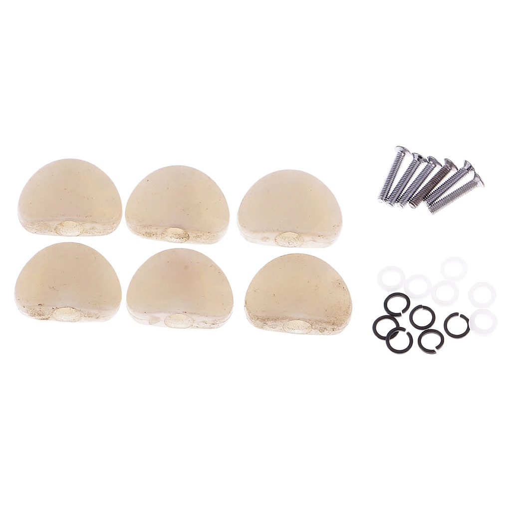 6 Pieces Plastic Electric Guitar Tuning Peg Knobs Tuner Button Cap White | Спорт и развлечения