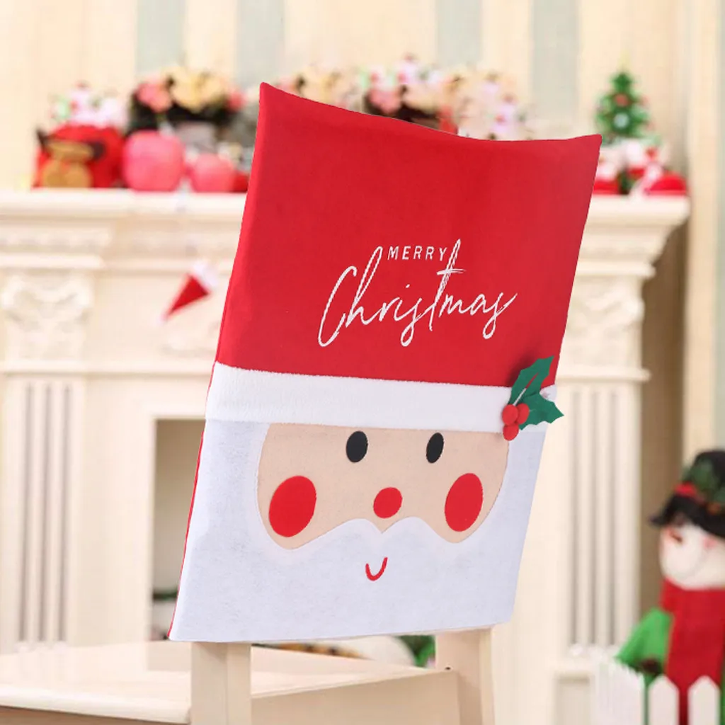 

Non-woven Santa Claus Christmas Chair Cover Christmas Decorations For Home Chair Covers Christmas Hat For Chair New Year 2021
