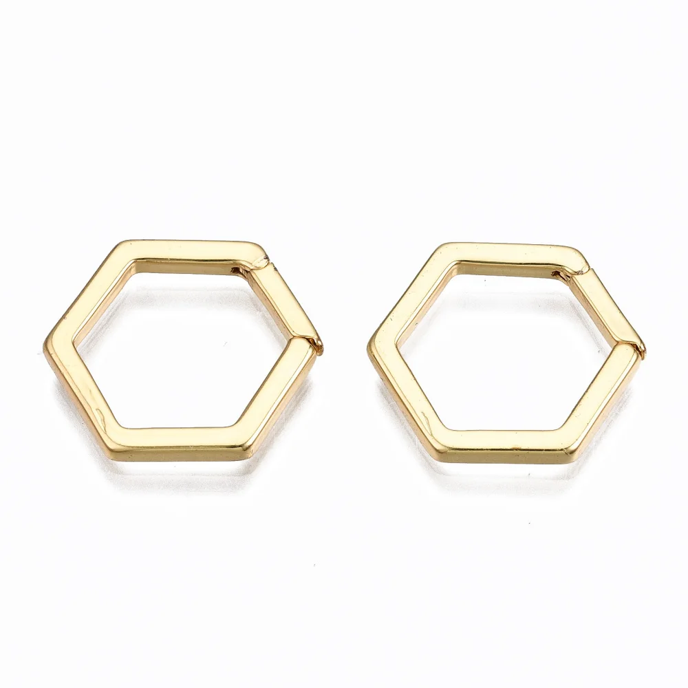 

Застежки-петли латунные, не содержат кадмия, не содержат никеля и свинца, шестигранные, покрытые настоящим 16-каратным золотом, 18x16x2 мм, Внутр...