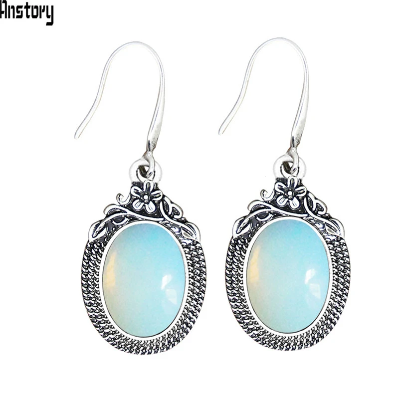 Natural Opal Натуральный кварц Lapis серьги из нефрита для женщин Винтаж натуральный камень аметисты ювелирные изделия - Окраска металла: Natural Opal